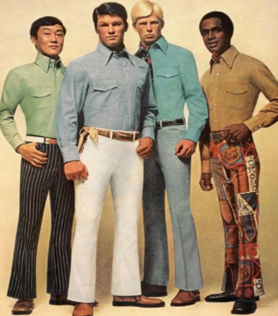 What were popular fabrics in men's fashion during the 1980s?